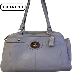 Coach #16529 Penelope Turnlock Periwinkle Pebble Leather Satchel Silver Hardware
